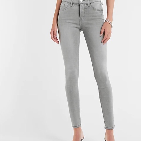 Mid Rise Ultra Hyper Stretch Gray Skinny Jeans